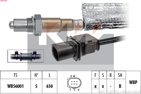 KW 498 436 - Лямбда-зонд, датчик кислорода autodnr.net