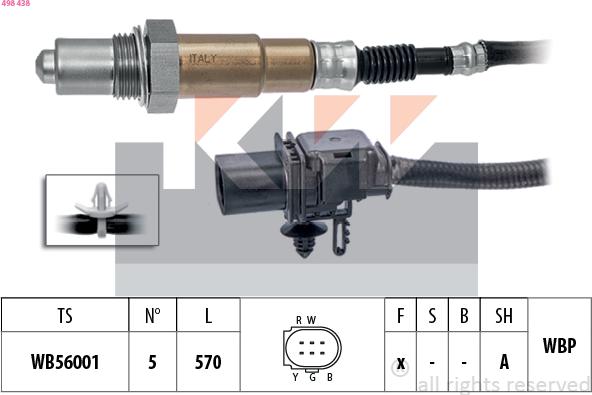 KW 498 438 - Лямбда-зонд autocars.com.ua