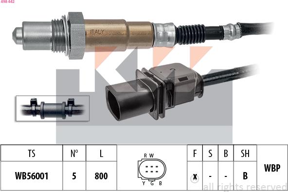 KW 498 442 - Лямбда-зонд autocars.com.ua