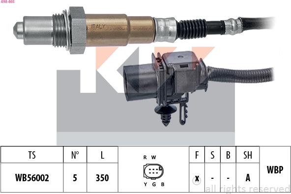 KW 498 465 - Лямбда-зонд autocars.com.ua