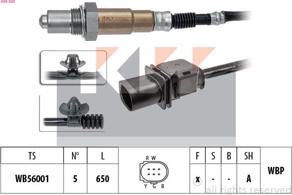 KW 498 500 - Лямбда-зонд autocars.com.ua