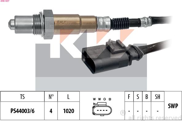 KW 498 507 - Лямбда-зонд autocars.com.ua