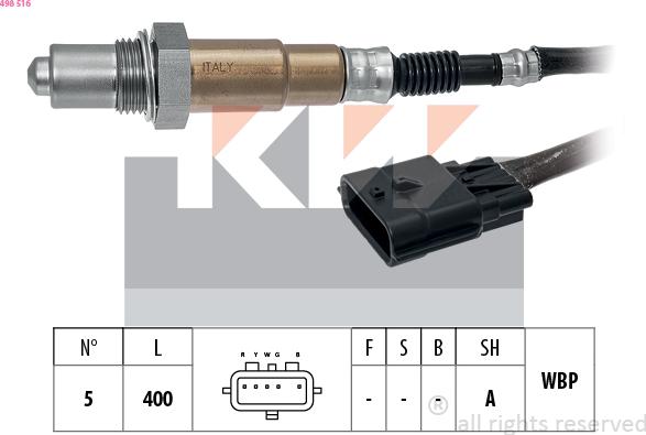 KW 498 516 - Лямбда-зонд, датчик кислорода avtokuzovplus.com.ua