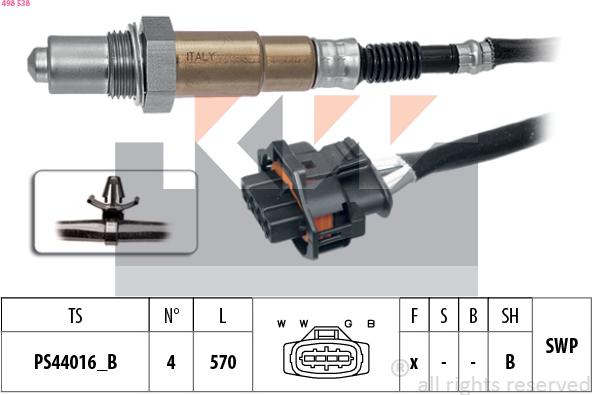 KW 498 538 - Лямбда-зонд autocars.com.ua