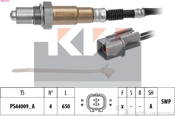 KW 498 550 - Лямбда-зонд, датчик кислорода avtokuzovplus.com.ua