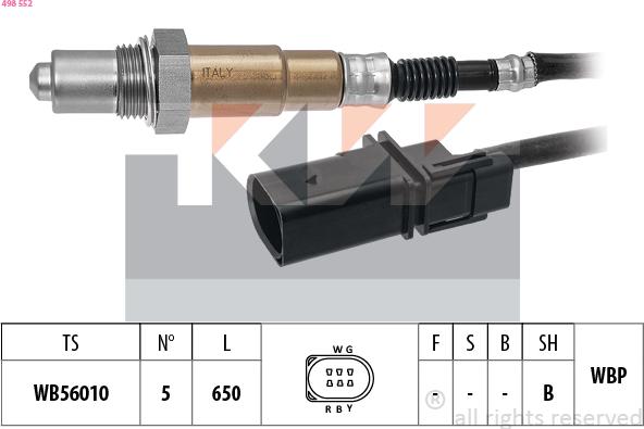 KW 498 552 - Лямбда-зонд autocars.com.ua