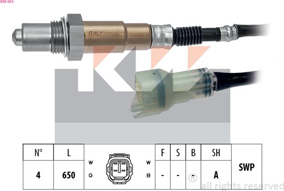 KW 498 563 - Лямбда-зонд, датчик кислорода avtokuzovplus.com.ua