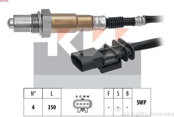 KW 498 576 - Лямбда-зонд autocars.com.ua