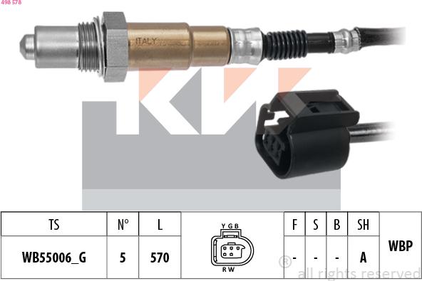 KW 498 578 - Лямбда-зонд autocars.com.ua