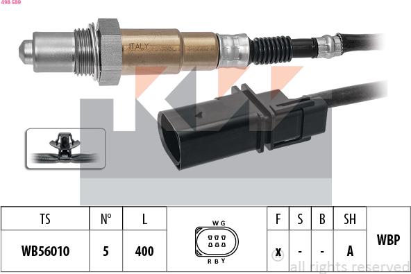 KW 498 589 - Лямбда-зонд autocars.com.ua