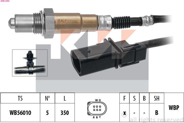 KW 498 594 - Лямбда-зонд autocars.com.ua