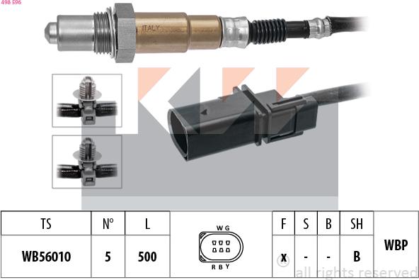 KW 498 596 - Лямбда-зонд autocars.com.ua