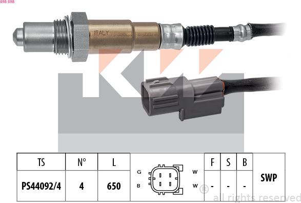 KW 498 598 - Лямбда-зонд autocars.com.ua