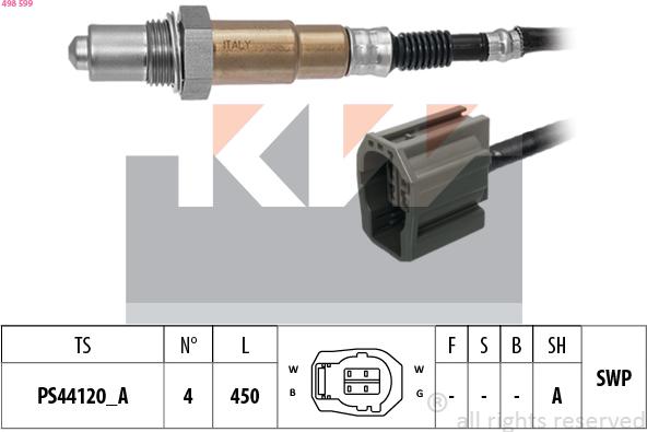 KW 498 599 - Лямбда-зонд, датчик кислорода autodnr.net