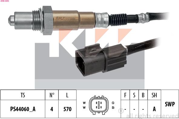 KW 498 605 - Лямбда-зонд autocars.com.ua