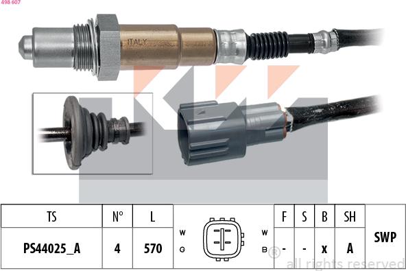 KW 498 607 - Лямбда-зонд autocars.com.ua