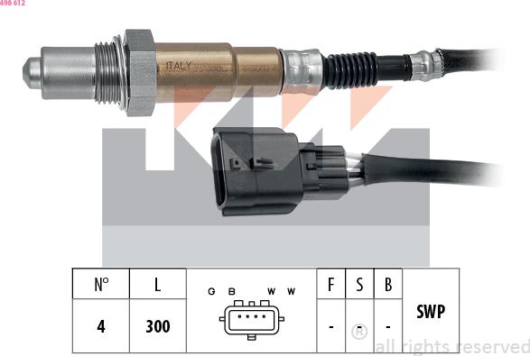 KW 498 612 - Лямбда-зонд autocars.com.ua