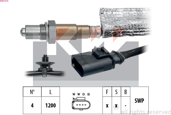 KW 498 614 - Лямбда-зонд autocars.com.ua