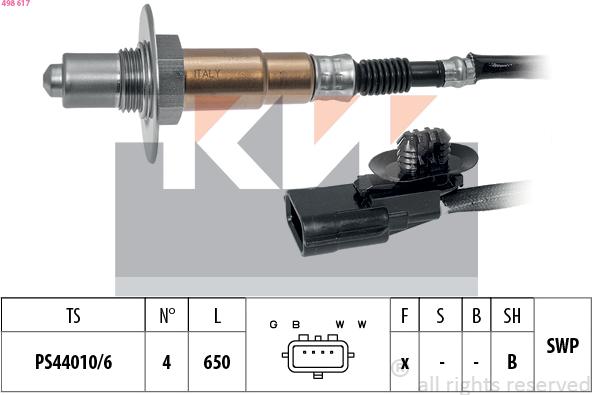 KW 498 617 - Лямбда-зонд autocars.com.ua