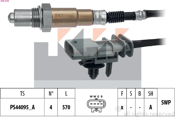 KW 498 629 - Лямбда-зонд autocars.com.ua