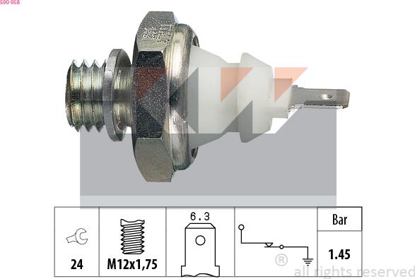 KW 500 058 - Датчик, давление масла avtokuzovplus.com.ua