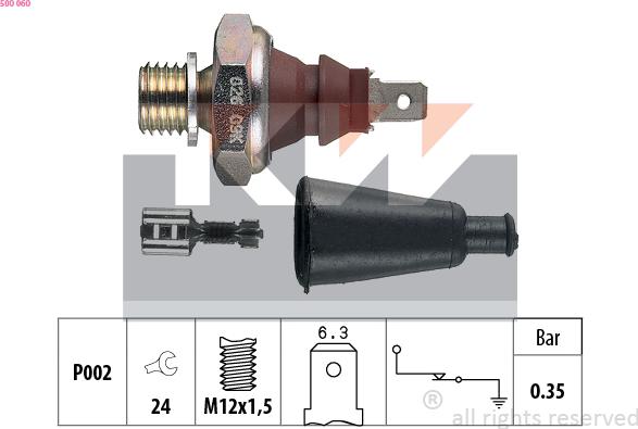 KW 500 060 - Датчик, давление масла avtokuzovplus.com.ua