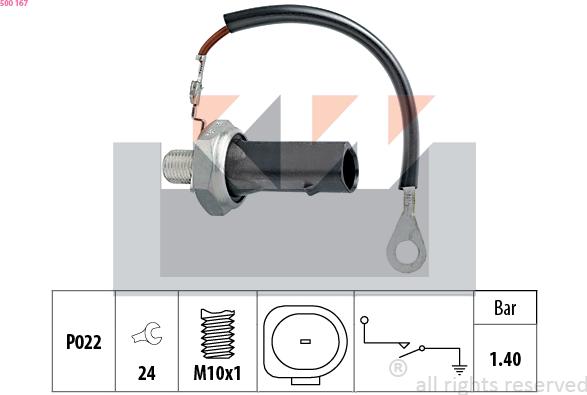 KW 500 167 - Датчик, давление масла avtokuzovplus.com.ua