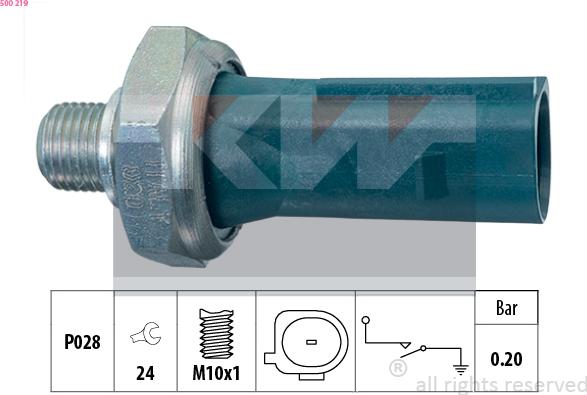 KW 500 219 - Датчик, тиск масла autocars.com.ua