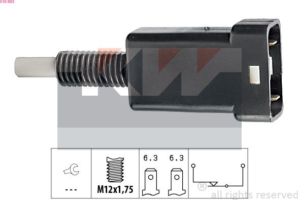 KW 510 003 - Вимикач ліхтаря сигналу гальмування autocars.com.ua