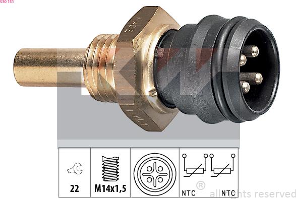 KW 530 151 - Датчик, температура охлаждающей жидкости avtokuzovplus.com.ua