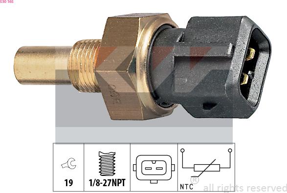 KW 530 165 - Датчик, температура охлаждающей жидкости avtokuzovplus.com.ua