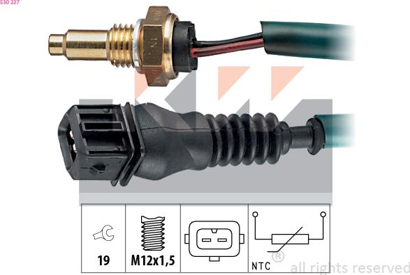 KW 530 237 - Датчик, температура охолоджуючої рідини autocars.com.ua