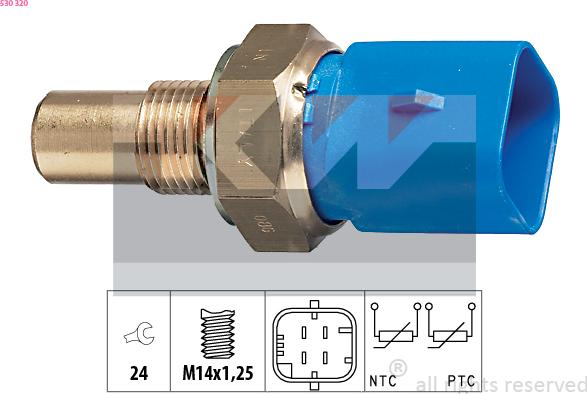 KW 530 320 - Датчик, температура охлаждающей жидкости avtokuzovplus.com.ua