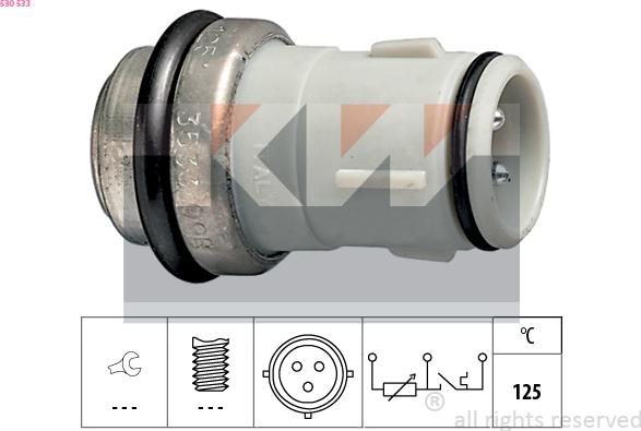KW 530 533 - Датчик, температура охолоджуючої рідини autocars.com.ua