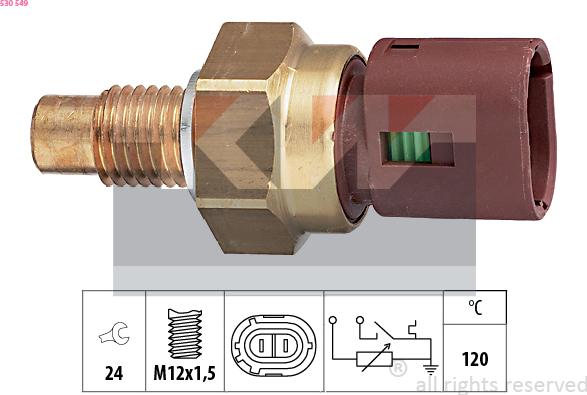 KW 530 549 - Датчик, температура охолоджуючої рідини autocars.com.ua