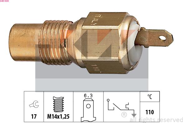 KW 540 030 - Датчик, температура охлаждающей жидкости avtokuzovplus.com.ua