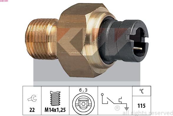 KW 540 041 - Датчик, температура охолоджуючої рідини autocars.com.ua