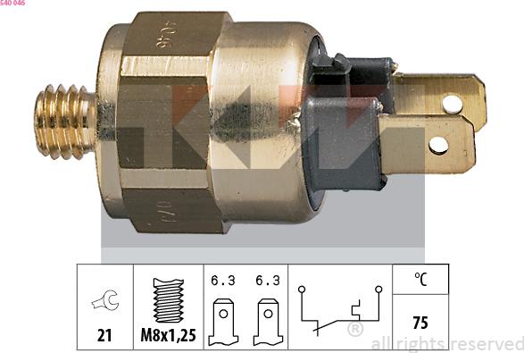 KW 540 046 - Датчик, температура охлаждающей жидкости avtokuzovplus.com.ua