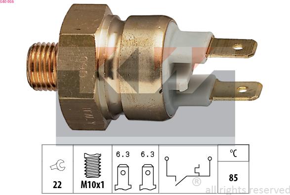 KW 540 056 - Датчик, температура охолоджуючої рідини autocars.com.ua