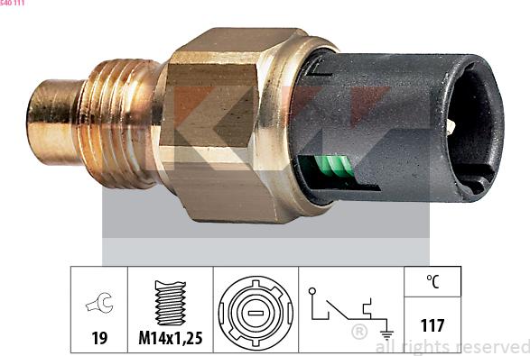 KW 540 111 - Датчик, температура охолоджуючої рідини autocars.com.ua