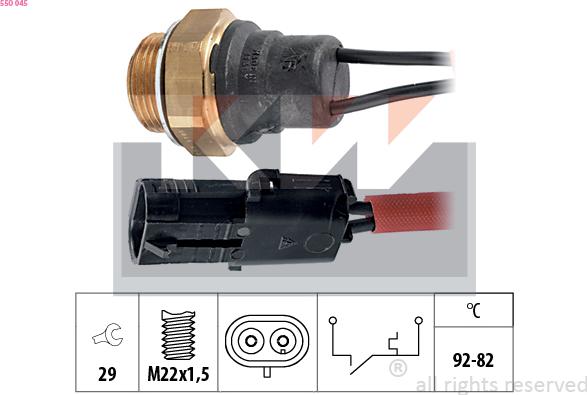 KW 550 045 - Термовимикач, вентилятор радіатора / кондиціонера autocars.com.ua