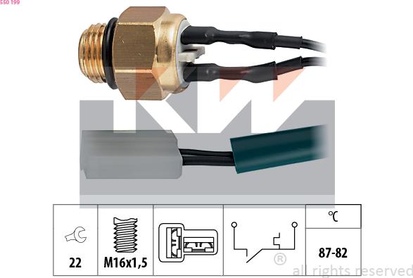 KW 550 199 - Термовимикач, вентилятор радіатора / кондиціонера autocars.com.ua