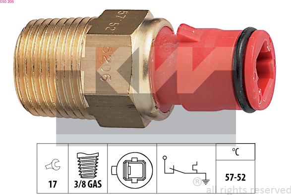 KW 550 206 - Термовимикач, вентилятор радіатора / кондиціонера autocars.com.ua