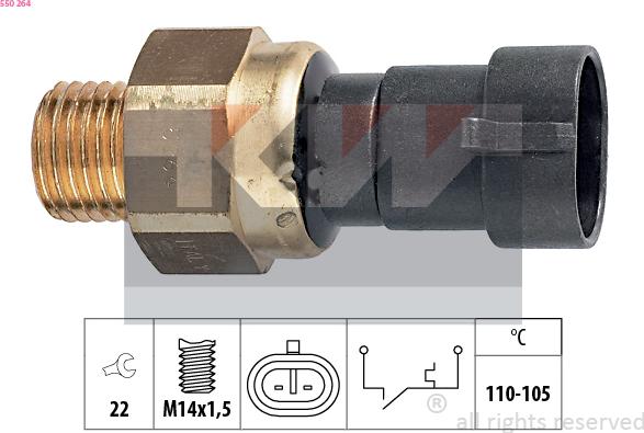 KW 550 264 - Термовимикач, вентилятор радіатора / кондиціонера autocars.com.ua