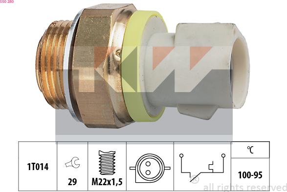 KW 550 280 - Термовыключатель, вентилятор радиатора / кондиционера avtokuzovplus.com.ua