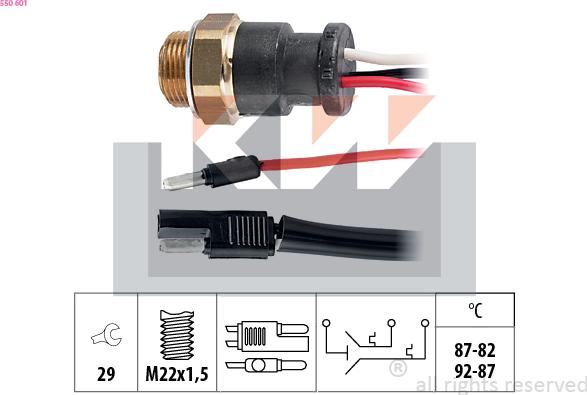 KW 550 601 - Термовимикач, вентилятор радіатора / кондиціонера autocars.com.ua