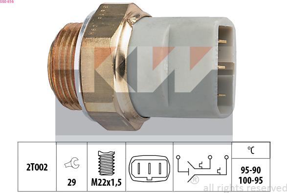 KW 550 616 - Термовимикач, вентилятор радіатора / кондиціонера autocars.com.ua