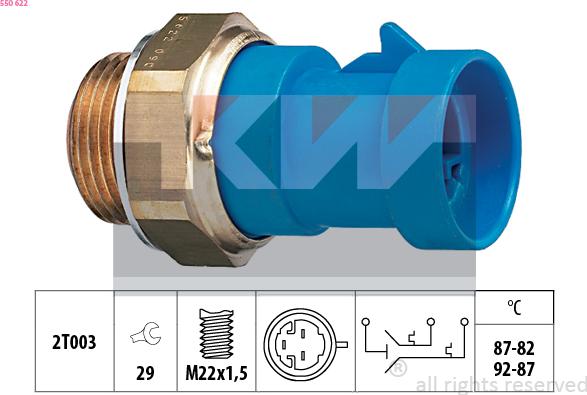 KW 550 622 - Термовимикач, вентилятор радіатора / кондиціонера autocars.com.ua