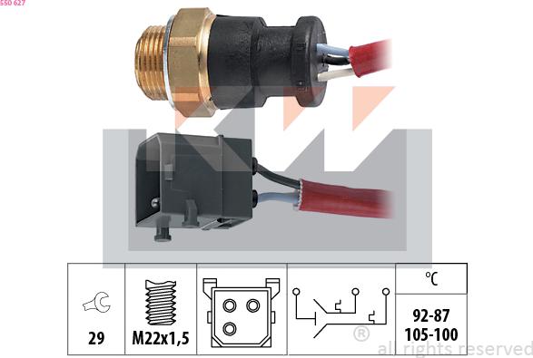 KW 550 627 - Термовыключатель, вентилятор радиатора / кондиционера avtokuzovplus.com.ua