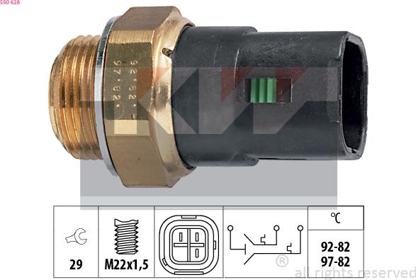 KW 550 628 - Термовимикач, вентилятор радіатора / кондиціонера autocars.com.ua